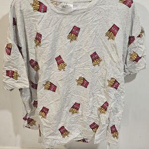 H&M Light Gray Tee with Red & Yellow Fries Graphic